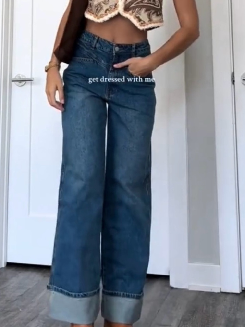 Cider Dark Blue High-Rise Wide Leg Jeans